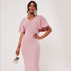 Pink cape sleeve dress